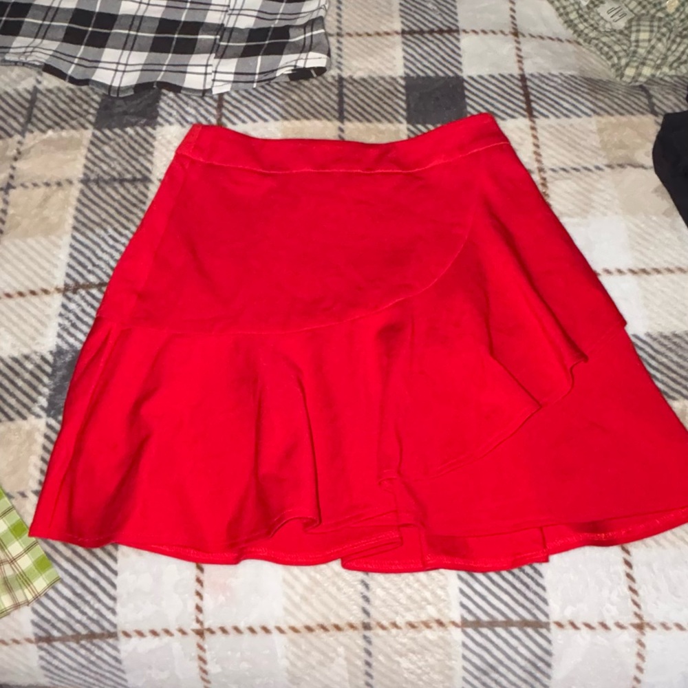 AKIRA Vibrant Red Asymmetrical Skirt